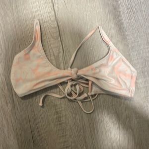 Pink flowered bikini top